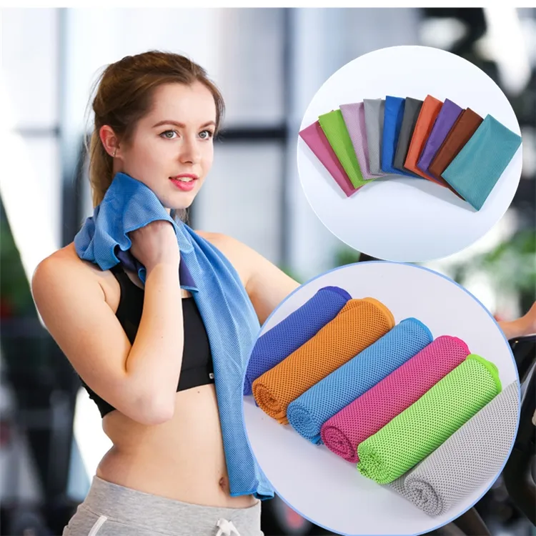 30*90cm Sports Cold Feeling Ice Towel Outdoor Exercise Cooling Ice- Sweat Absorbing Towel 9 Colors Fitness TowelZC765