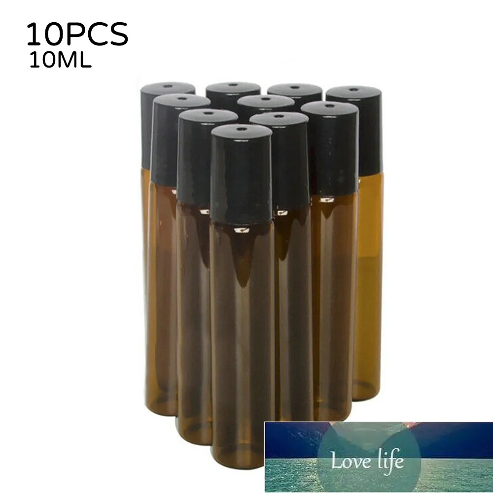 10 st Essential Oil Glass Roller Flaskor Mini Tiny Refillerbar Tom Aromath Brown Transparent 5 / 10ml