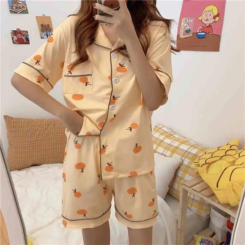 Meninas de verão elegante sleepwear de alta qualidade Homewear impresso de algodão princesa doce pijama conjuntos 210525