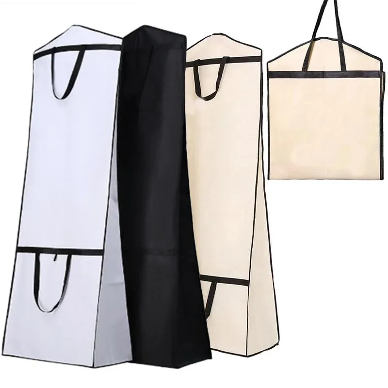 ملابس خزانة الملابس سوداء فستان الزفاف حقيبة الملابس يغطي الغبار غير المنسوجة سستة كاملة سميكة المحمولة قابلة للطي غطاء مزدوج الاستخدام ترياف