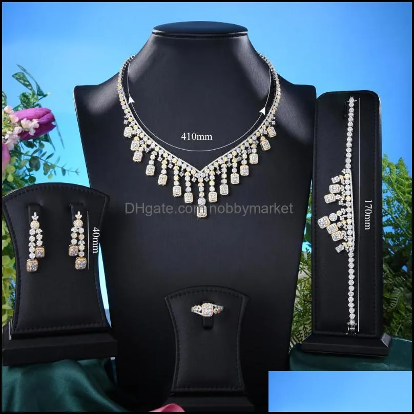 Earrings & Necklace Soramoore Trendy Flowers Chokers Jewelry Set For Women Wedding Zircon CZ African Dubai Bridal Dance Party