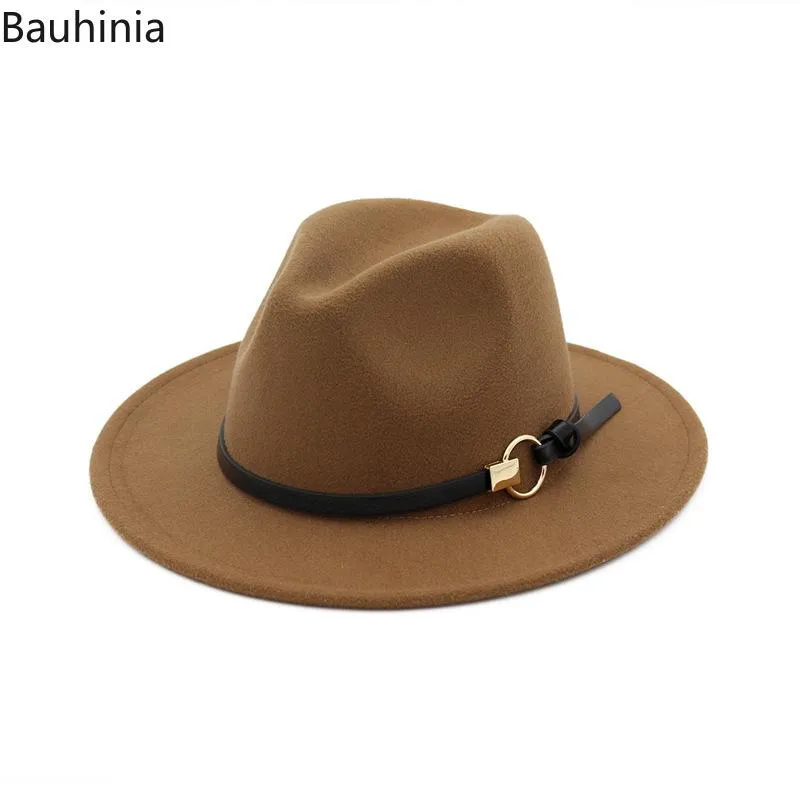 Bauhinia Fashion New Trilby女性男性ジャズGodfather Sombrero CapsカジュアルソリッドワイドトレンドFedora Felt Hat344W