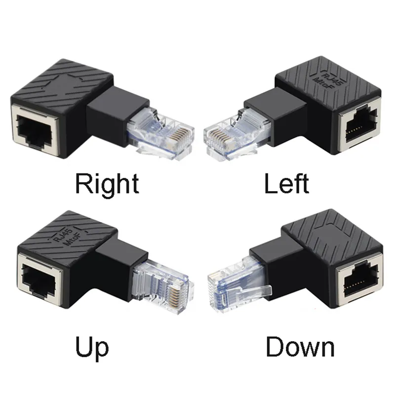 90 Gradi Ethernet LAN RJ45 Maschio A Femmina Convertitore