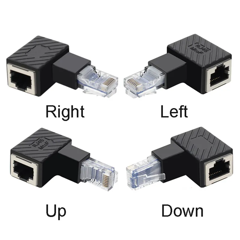 90 graus Ethernet LAN RJ45 Masculino para Feminino Conversor Extender Adapter Cat5 Conector de Cabo de Rede Atacado XBJK2107