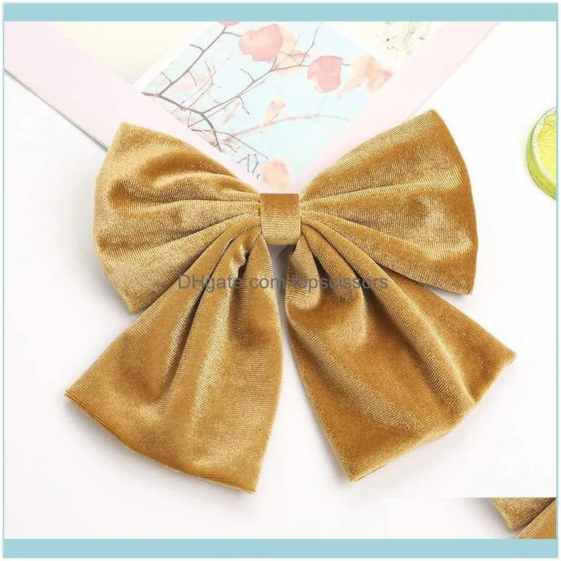 Velvet Double Layers Spring Hairpin Vintage Big Bow Kont Hair Clips Solid Color Flannel Accessories1