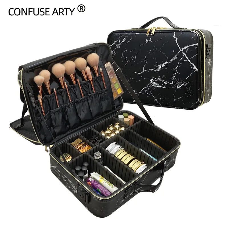 2020 New Marble Cosmetic Bag Large Capacity Multifunction Travel Tattoo Makeup Case