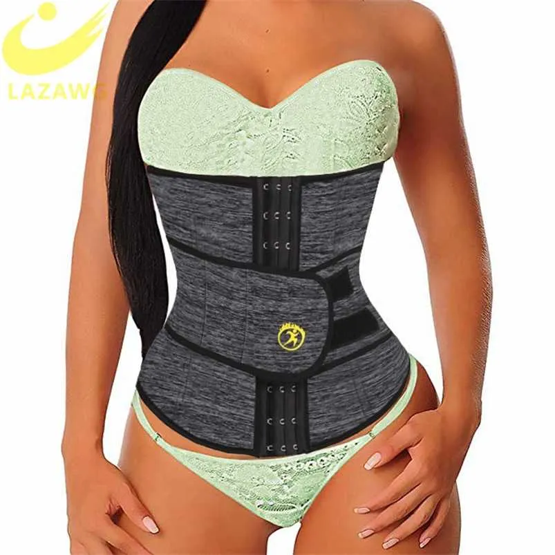 LAZAWG Women Waist Trainer Neoprene Belt Weight Loss Cincher Body Shaper Tummy Control Strap Slimming Sweat Fat Burning Girdle 211229