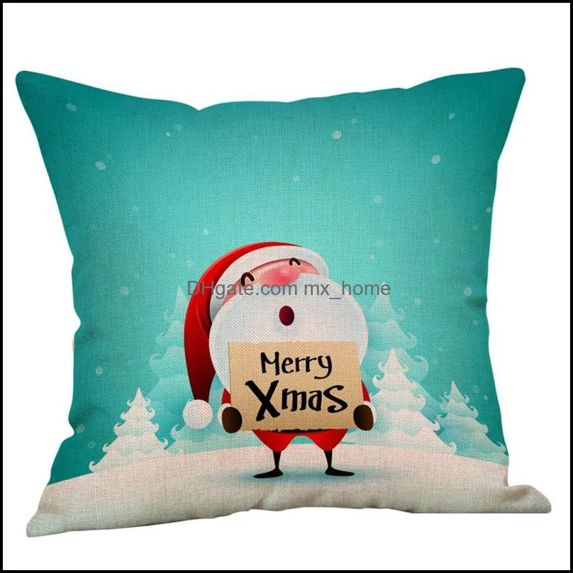 Christmas Cartoon Pillowcase 18*18 inch Santa Claus Pattern Lovely Pillow Cover Living Room Sofa Seat Decorative Cushion Covers VT1714