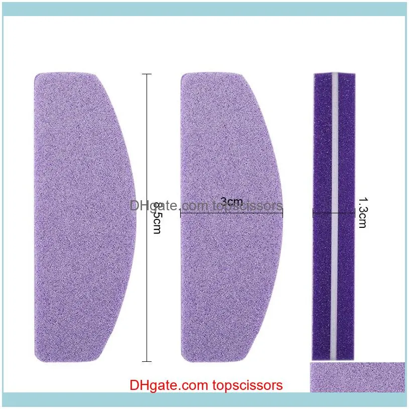 Professional Half Moon Nail File 100/180 Sponge Mini Colorful Nail Buffer Grinding Sanding Nail Art Tool Pack of 5Pcs