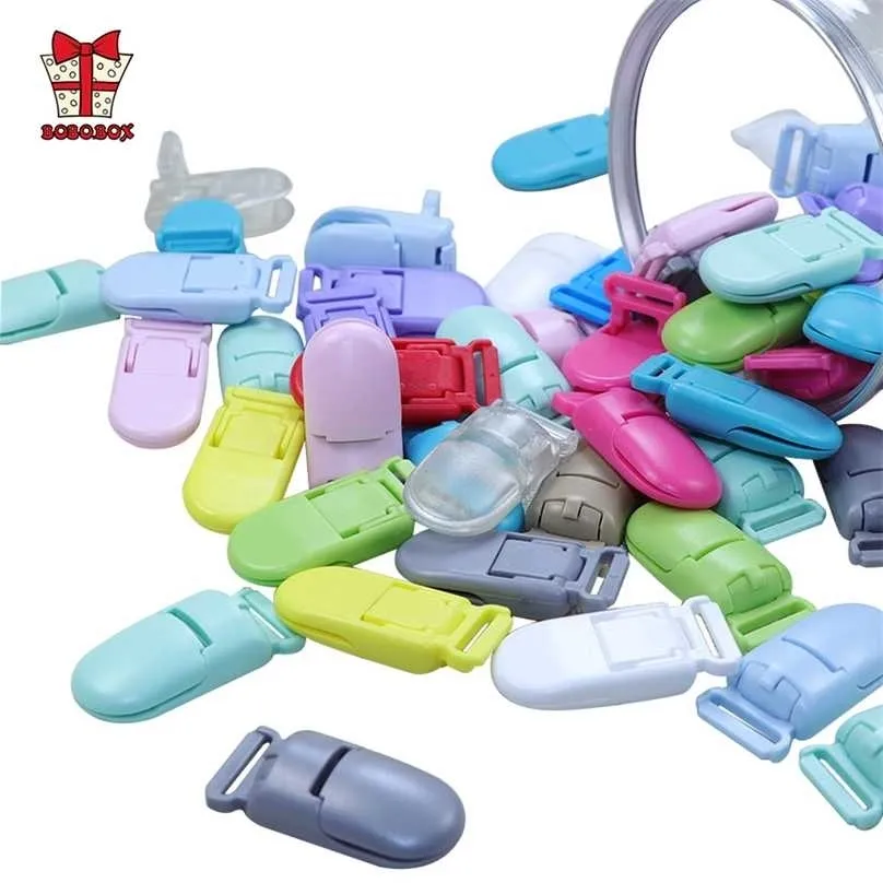 Bobo.Box 100pcs Baby Pacifier Clip Plasthållare Soother Multicolor Spädbarn Dummy Nippel 211106