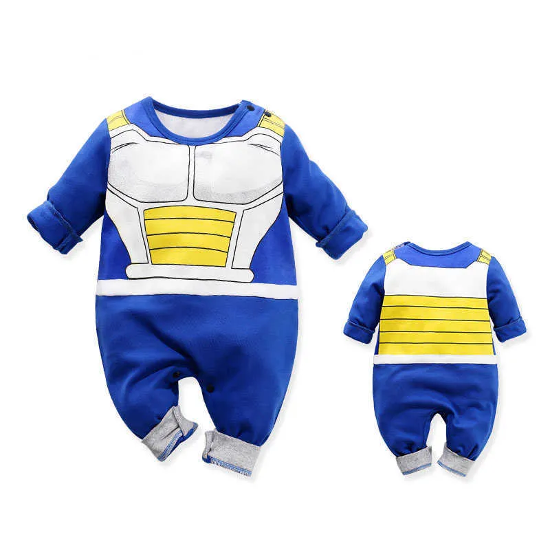 Nyfödd baby pojke kläder romer 100% bomull drake dbz boll z halloween kostym spädbarn jumpsuits långärmad nyfödda overalls q0910