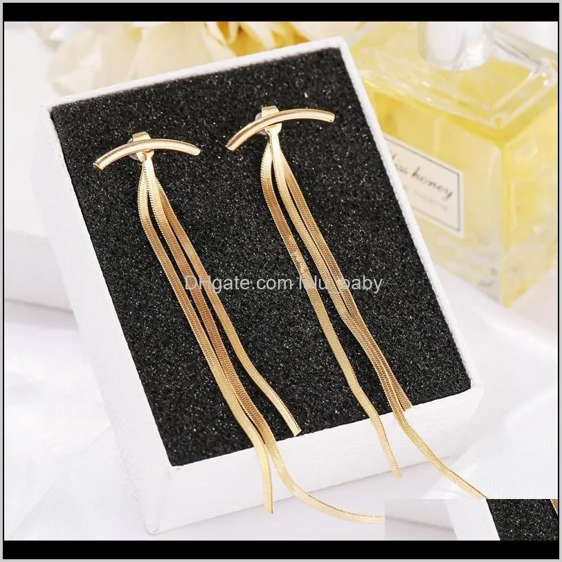 2020 New Arrival Long Tassel Stud Earrings for Women Girl Unique Design Creative Snake Bone Metal Gold Earrings female Jewelry