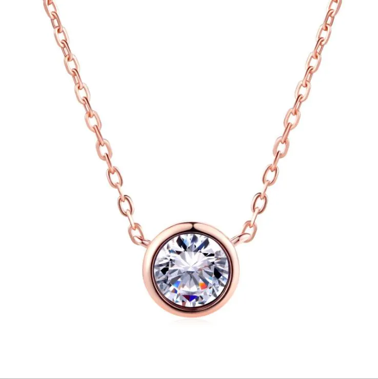 Necklaces & Pendants Jewelrytop Quality Simple Style Pendant Necklace Rose Gold Color Fashion Jewellery Crystal