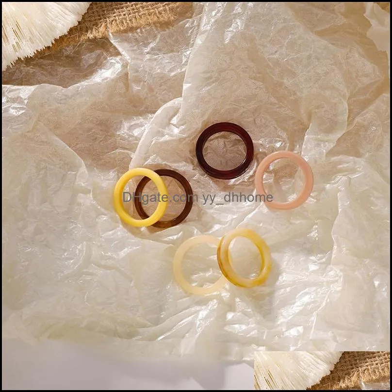 Klaster Biżuteria Pierścienie Japoński Koreański Styl Dziewczyna Kreatywny Akrylowy Prosty Świeży Cukierki Kolor Index Palec Dla Kobiet Moda Biżuteria AES
