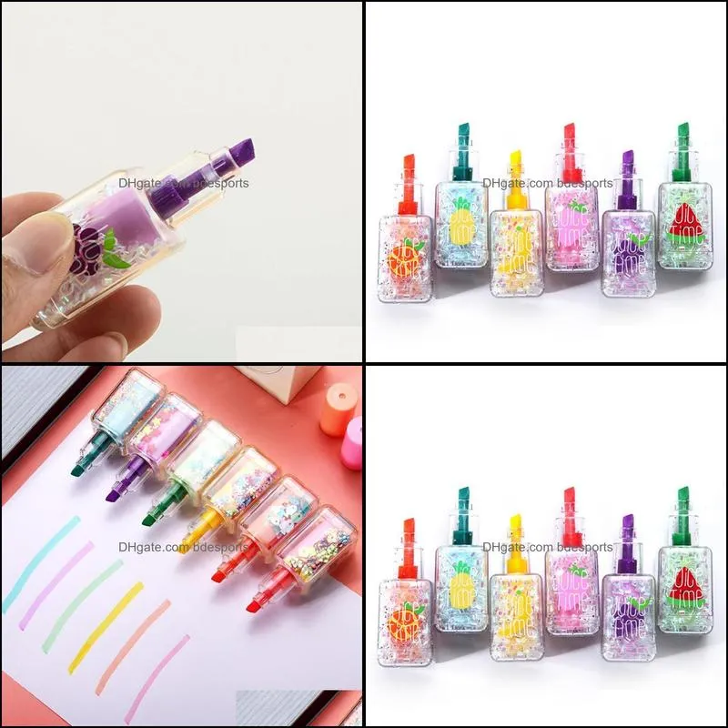 6PC Creative Cute Shape Fluorescent Highlighter Hand Account Drawing Pen Marcador Doodle Pen Child Gift Office&School Supplies1