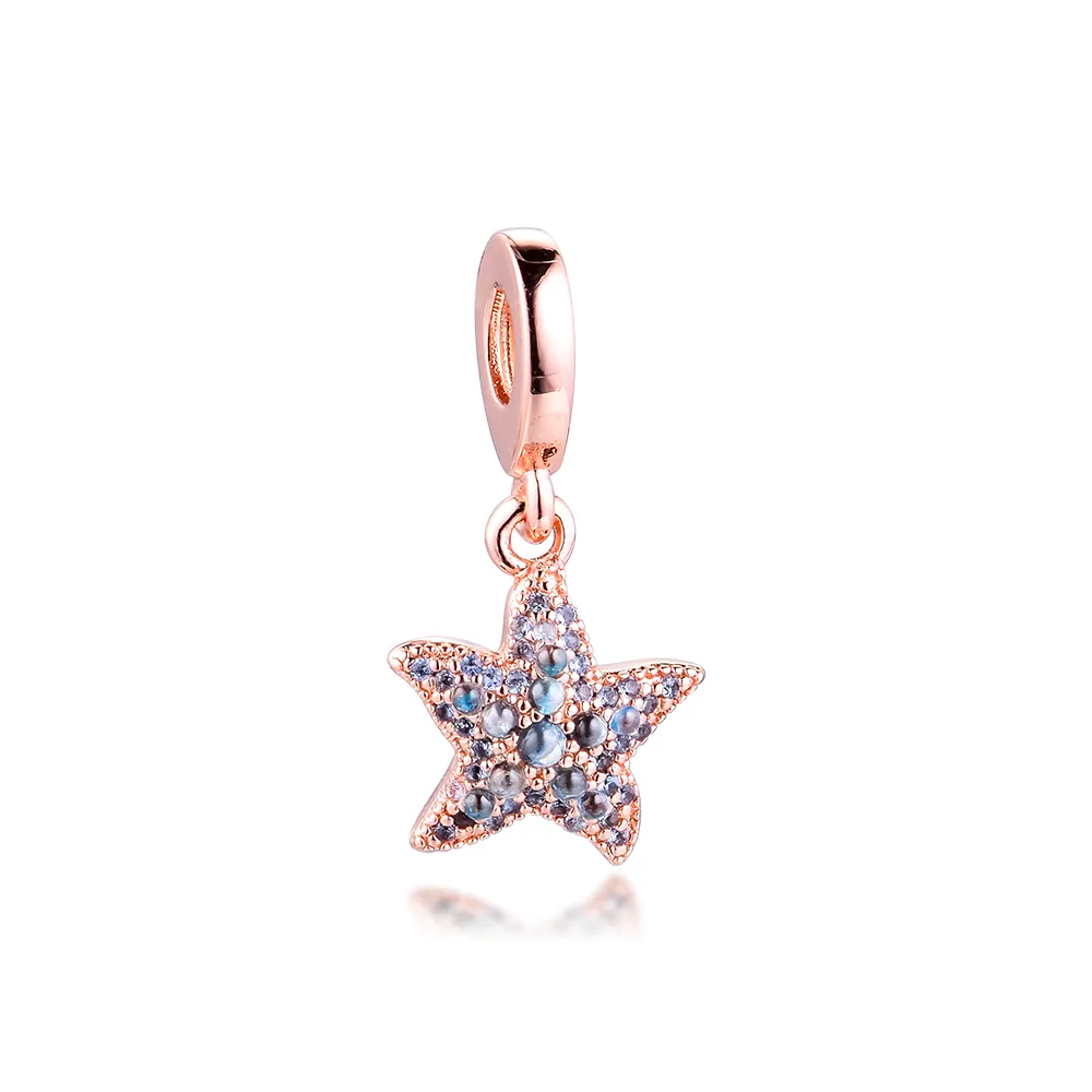 Sparkling Starfish Dangle Charm Argent kralen voor sieraden maken Convient 925 Argent Original Charms Bracelets Pour Femme DIY Q0531