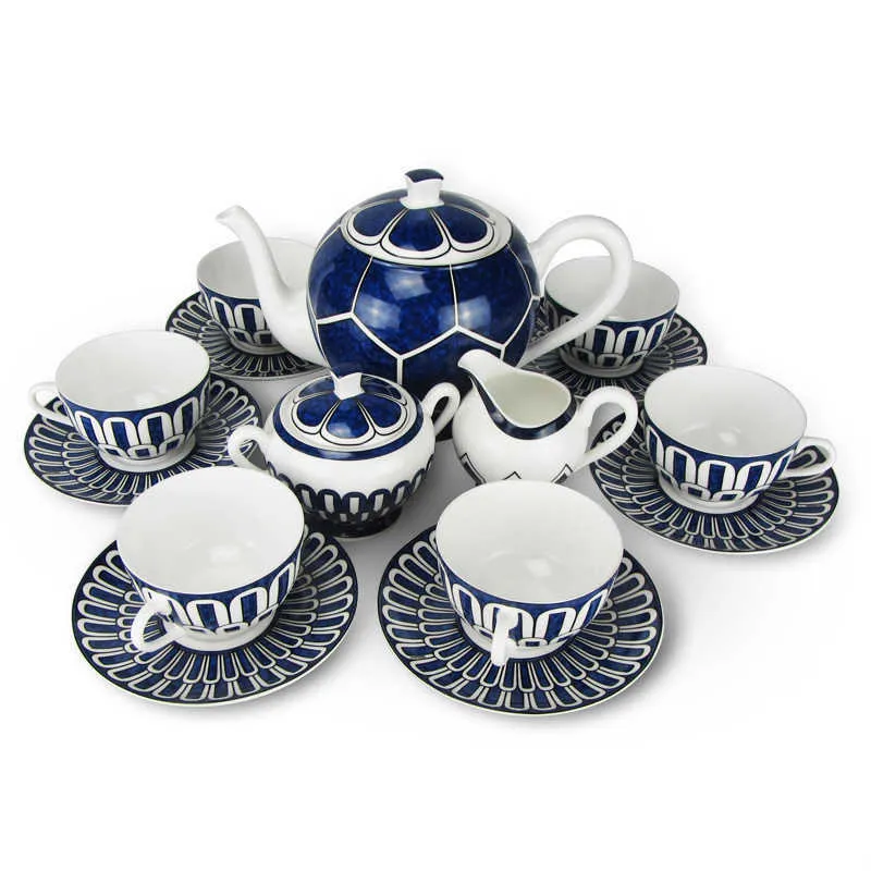 Luxuriöses Bone China-Geschirr im chinesischen Stil, Keramik-Kaffeetasse, Kanne, Kung-Fu-Tee, Weihnachtsgeschenk, 15 Stück/Set