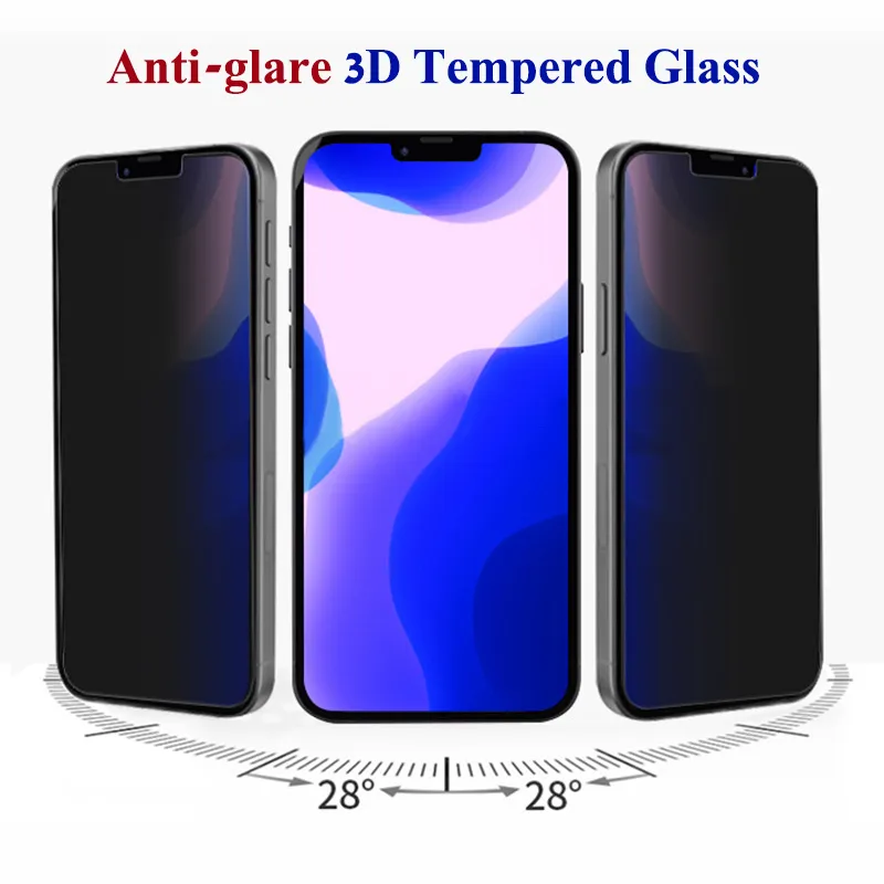 X0908E AB Colle Anti-éblouissement 3D Protecteur d'écran en verre trempé pour iPhone 13 mini Pro Max Film de protection pour téléphone portable avec sacs opp