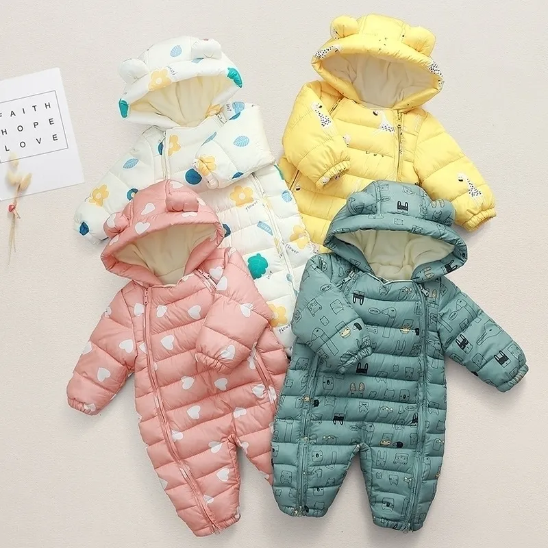 Nouveau-né Romper hiver coton filles combinaison infantile Snowsuit neige pour garçons salopette unisexe bébé vêtements 210309