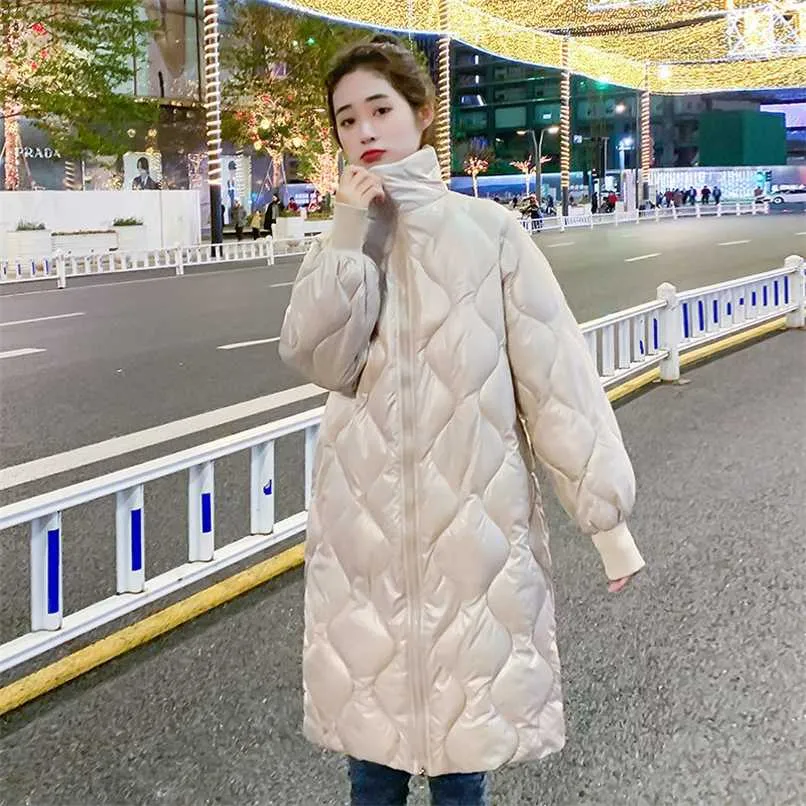 Black Cotton-padded Warm Loose Big Size Jacket Woman's parkas Fashion Winter Long Sleeve Solid Color Street all-match Coat 211109