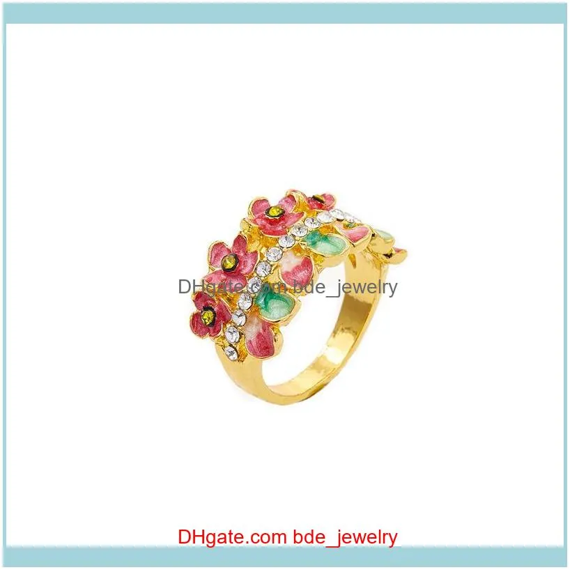 Bröllop smyckenwedding ringar mode enkel kreativ söt vatten blomma ring kvinnlig förlovnings party smycken grossist droppe leverans 2021 ilq
