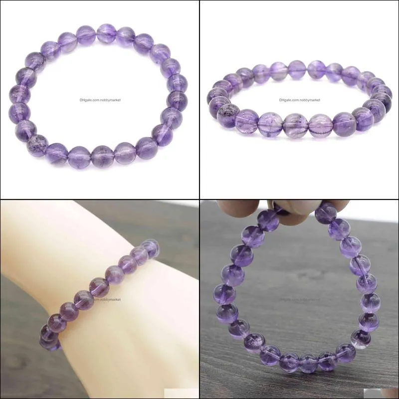 Accessories 8mm simple Amethyst Bracelet single Circle