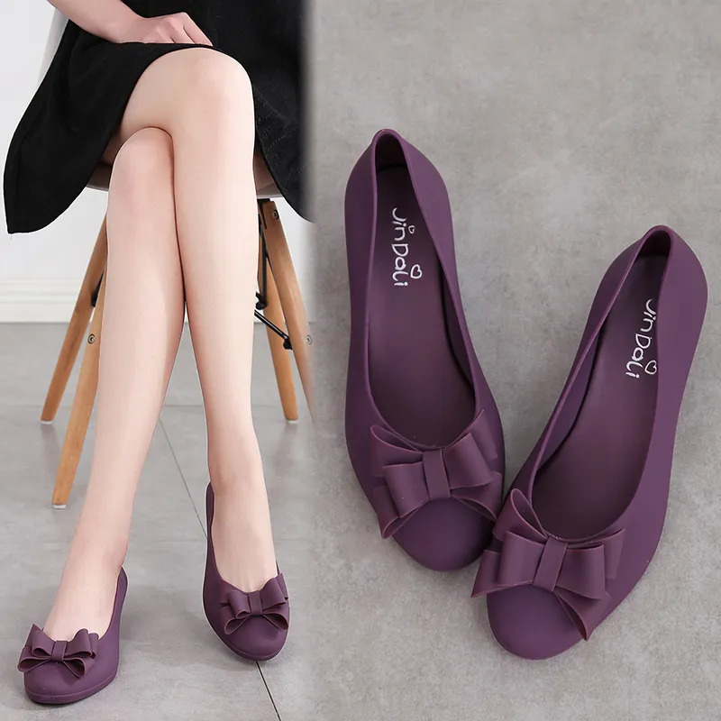 Bulk Korean Style Bowknot Wedge Sandals Summer Fashion For Women Pointed Toe Slip On Jelly Formal Shoes For Women With Shallow Beach Style 210306 At Only 28.56 DHgate.Com