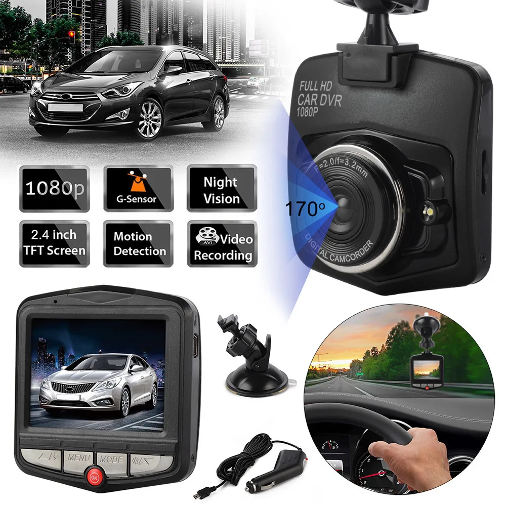 Samochód DVR Samochód DVR DashCam Przenośny Mini Kamera 2.4 CAL FHD 1080P Monitor parkingowy G- Czujnik Auto Video Recorder Registrator Kamera