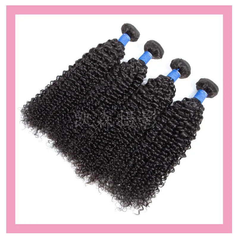 Extensions de cheveux vierges humaines malaisiennes Kinky Curly 4 Bundles Full Hair Products Curlys Hair Bunlde 95-100g / Piece 8-30NCH