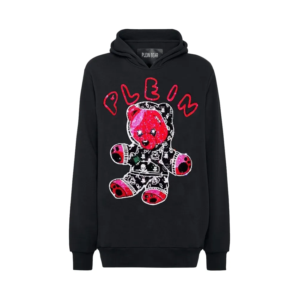 Moletom com capuz pedras ursinho de pelúcia plein marca quente grosso moletom hip-hop pulôver strass luxo masculino hoodies 814519