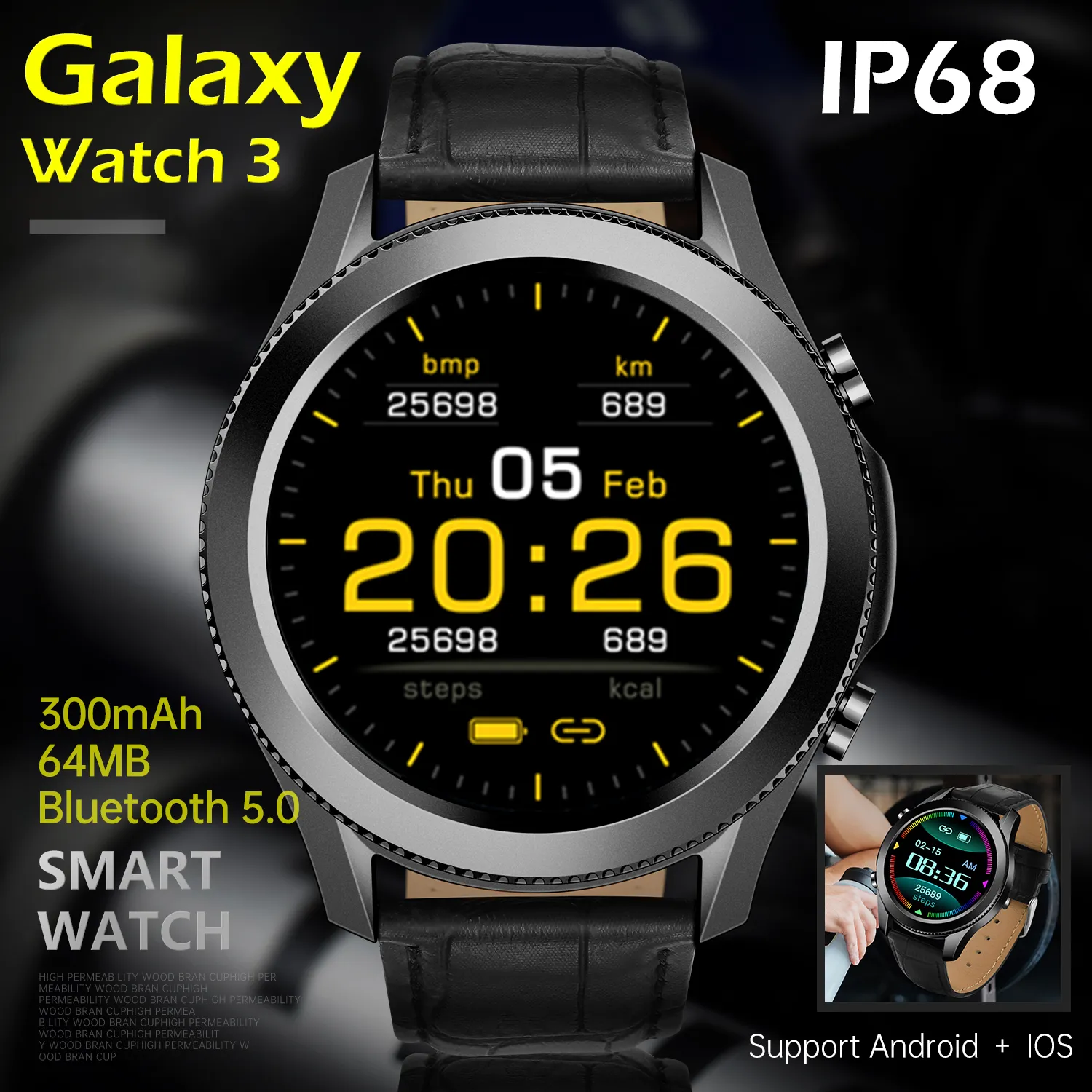 2021 New Full Touch Bluetooth Call Smart Watch Galaxy Watch3 Running Sport Watch, with Music Playback Support Android and IOS Mobile Phones