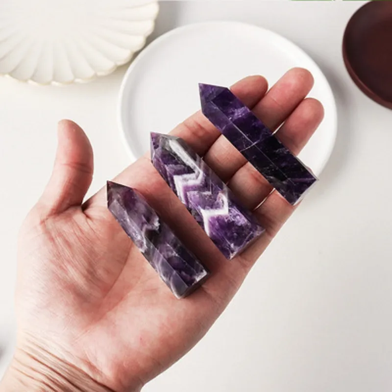 Ability Quartz Pillar Dream Amethyst Crystal Tower Arts Ornament Mineral Healing wands Reiki Natural six-sided Energy stone Transport gas pillars