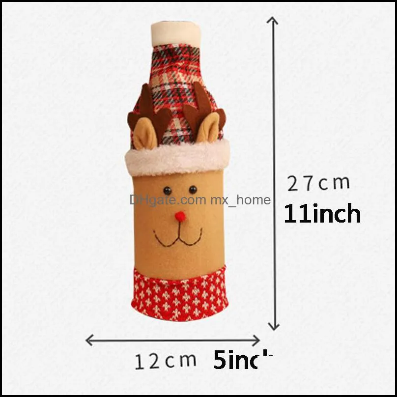 Christmas Table Decoration Wine Bottle Cover Dinner Party Red Wine Santa Claus Bottle Cover Bag Sets New Year Xmas Bottle Cover DBC