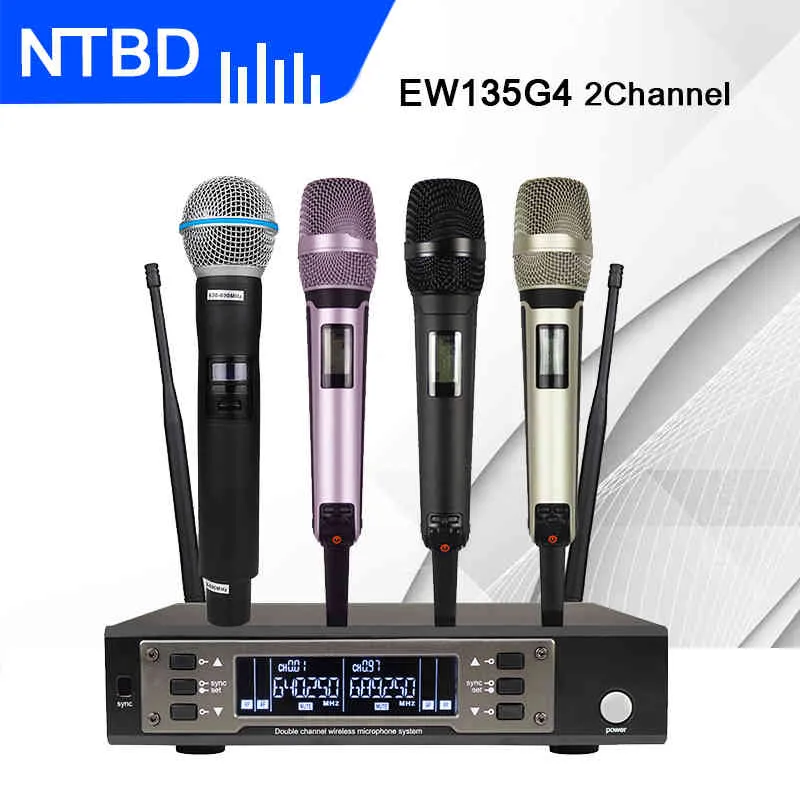 NTBD Stage Performance Show Party Hip Hop Home KTV EW135G4 UHF Professional Dual Wireless Microphne Wysokiej jakości Metal Handheld