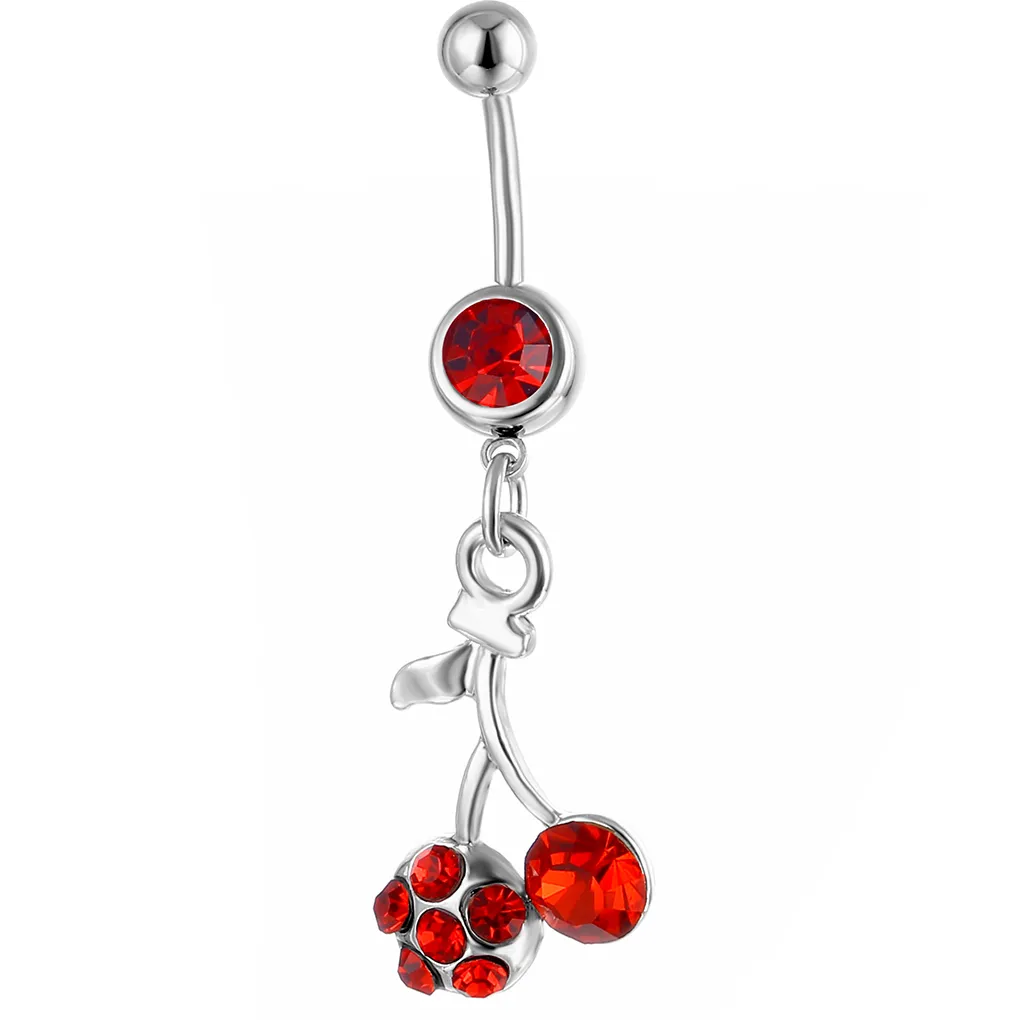 YYJFF D0165 Cherry Body Piercing Jewelry Belly Button Navel Rings