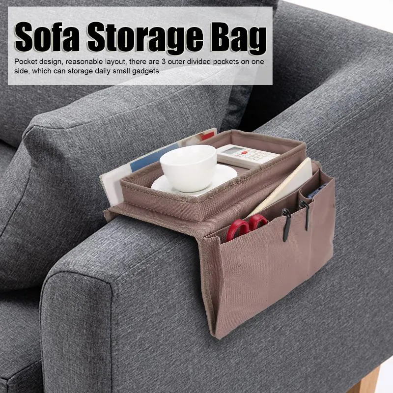 Sofa Armlehne Organizer mit 4 Taschen und Getränkehalter Tablett