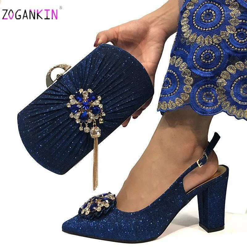 Chaussures habillées arrivée mature africaine correspondant sandales et sac à main ensemble pour mariage femme sac nigérian avec cristal brillant