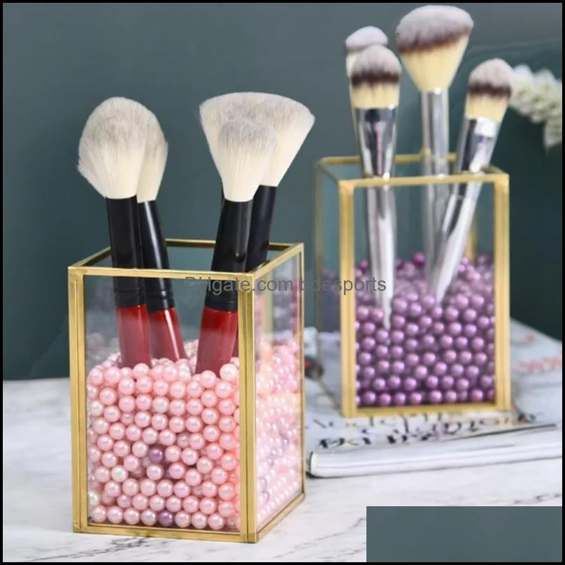 Storage Bottles & Jars 1pc Exquisite Cosmetics Brush Organizing Bucket Makeup (Golden)