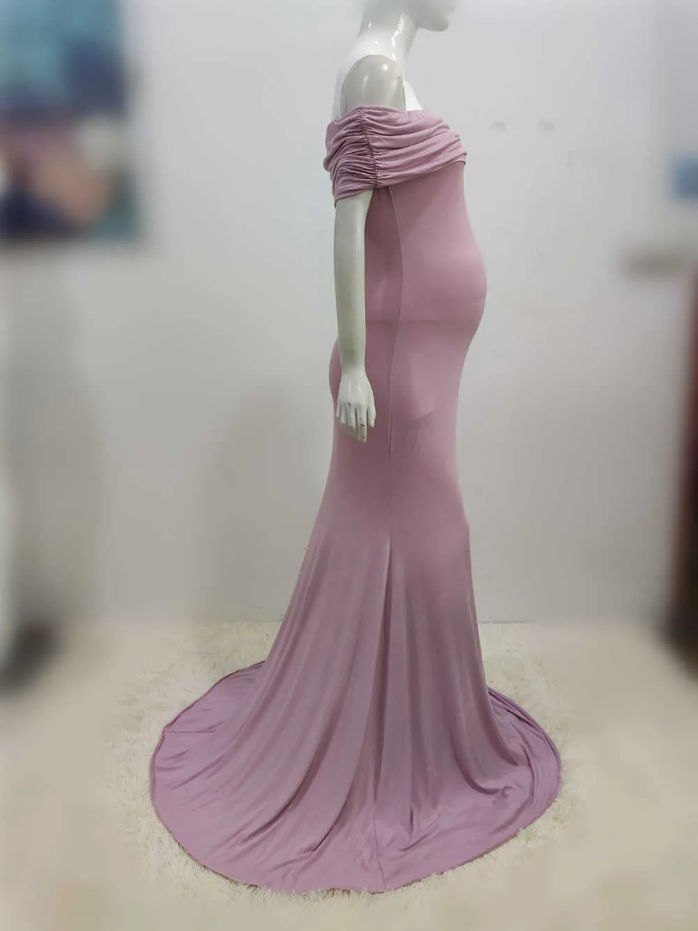Shoulderless Maternity Dresses Photography Props Long Pregnancy Dress For Baby Shower Photo Shoots Pregnant Women Maxi Gown 2020 (5)