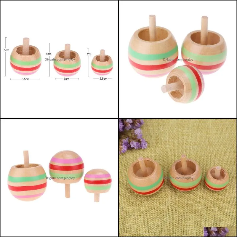 3pcs Wooden Spinning Top Toys Fun Headstand Rotating Gyro Kindergarten Children Early Education Baby Toy Gift