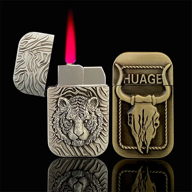 Nieuwe Creative Reliëf Bull Gas Torch Aansteker Rode Vlam Winddicht Mini Sigaret Sigaarpijp Lichtere Jet Butane Opgeblazen Mannen Bar Roken Toy Gift