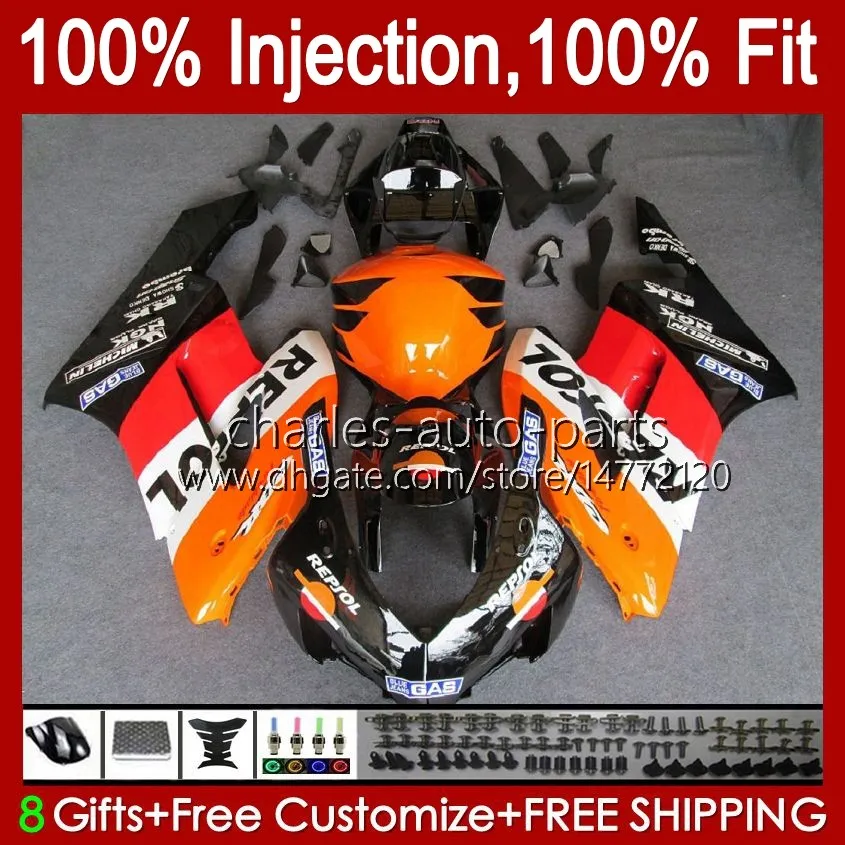 Honda CBR-1000 CBR 1000 CBR1000 RR CC 2004-2005 BodyWork 52N.0 1000CC CBR1000RR 04 05 CBR 1000RR 2004 2005 OEMフェアリングキットレポートオレンジ