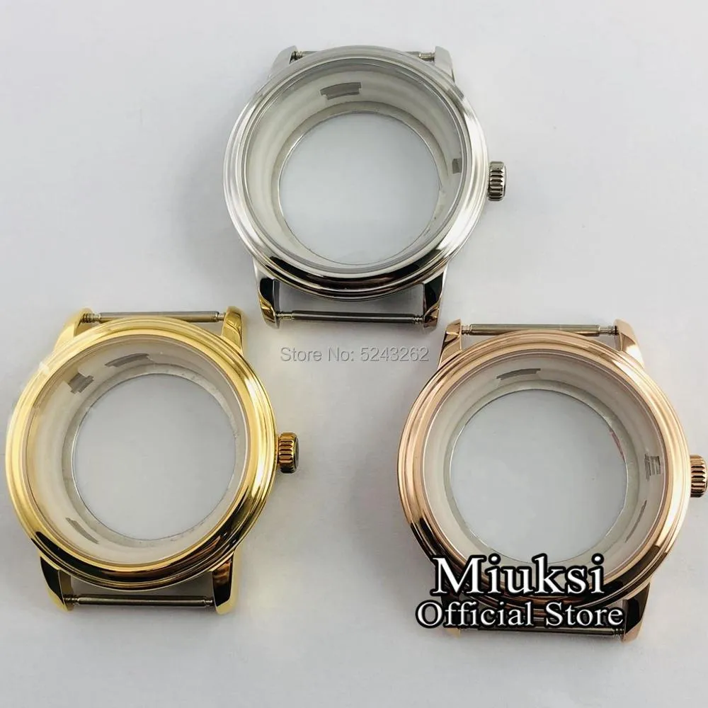 Boîtier de montre en verre saphir, argent/or/or rose, 40mm, adapté au mouvement série ETA 2836, Miyota 8205/8215/821A/82