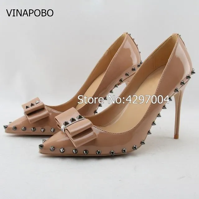 Dress Shoes Nude Color High Heels Patent PU Leather Exclusive Brand ...