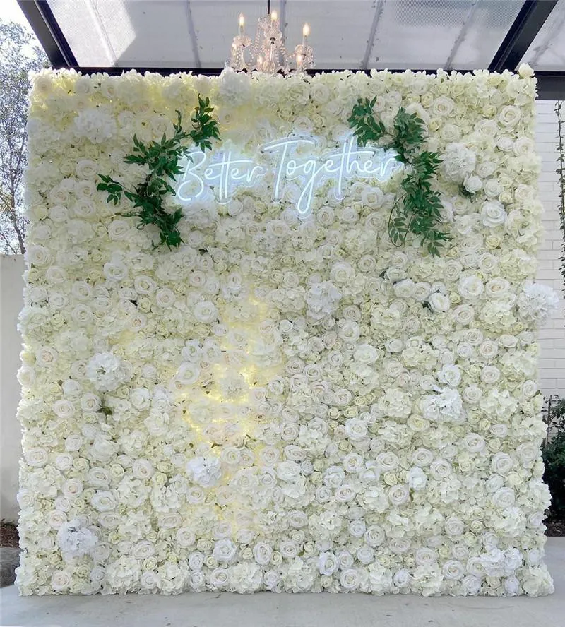 Decoratieve bloemen kransen bloem paneel voor muur handgemaakt met kunstmatige zijden bruiloft decor baby shower party backdrop