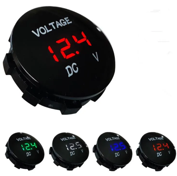 Round Waterproof Voltage Meter Auto Boat Car Motorcycle DC5V-48V LED Panel Mini Digital Volt Tester Monitor Display Voltmeter SN2522