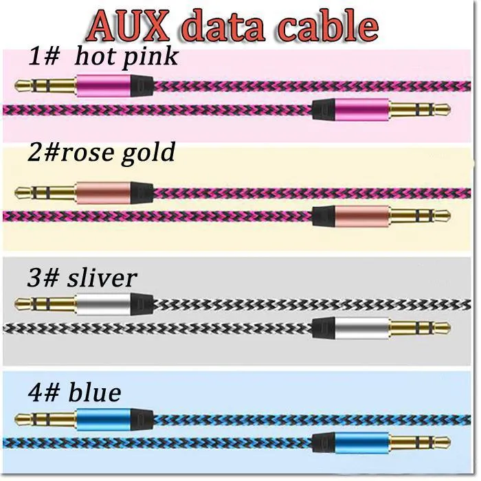 Cordon Auxiliaire De Voiture 1 M Câble Audio Jack En Nylon 3,5 Mm