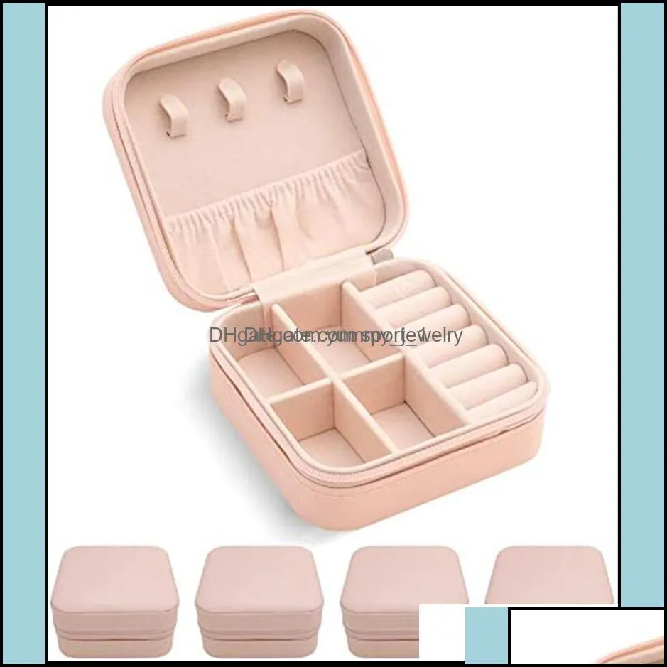 Packaging & Jewelry Box Portable Travel Storage Boxes Organizer Pu Leather Display Cases For Necklace Earrings Ring Jewellery Holder Case
