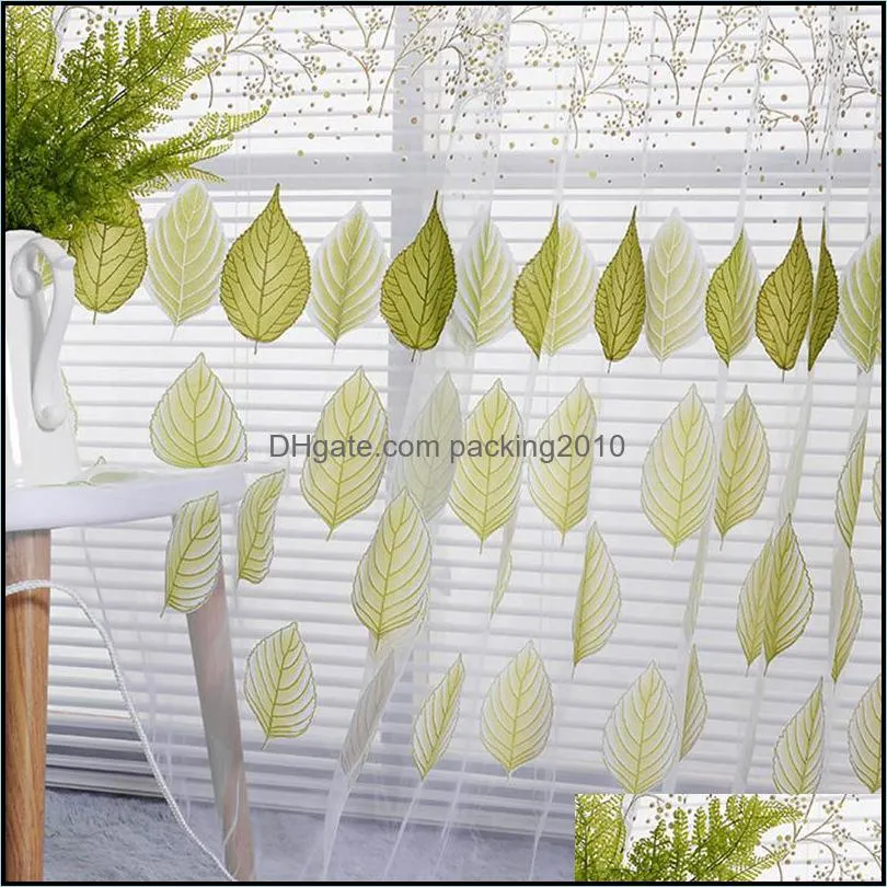 Curtain & Drapes Leaf Tree Transparent Balcony Window Screen Small  Wind Living Room Bedroom Elegant Vertical