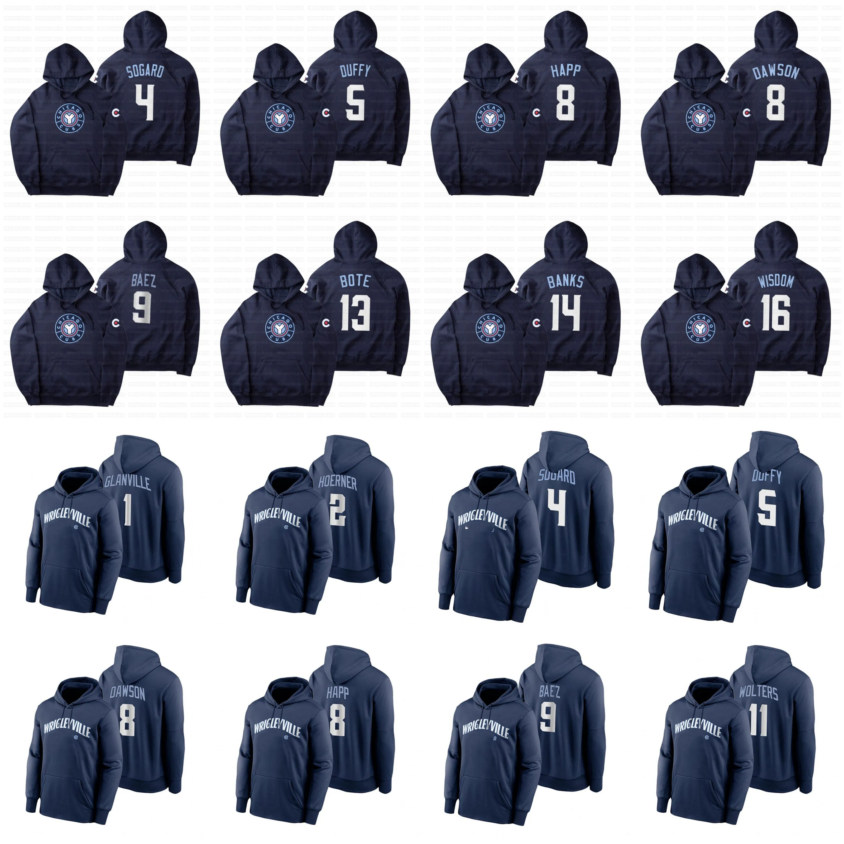 Javier Baez Wrigleyville Chicago 2021 City Connect Hoodie Anthony Rizzo Kris Bryant Joc Pederson Willson Contreras Craig Kimbrel Ryne Sandberg Mądrość